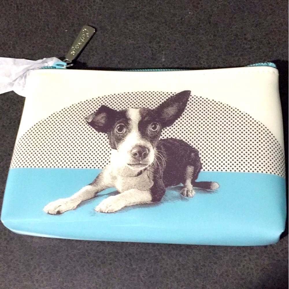 Catseye London Little black and white dog waterproof washable cosmetic pouch